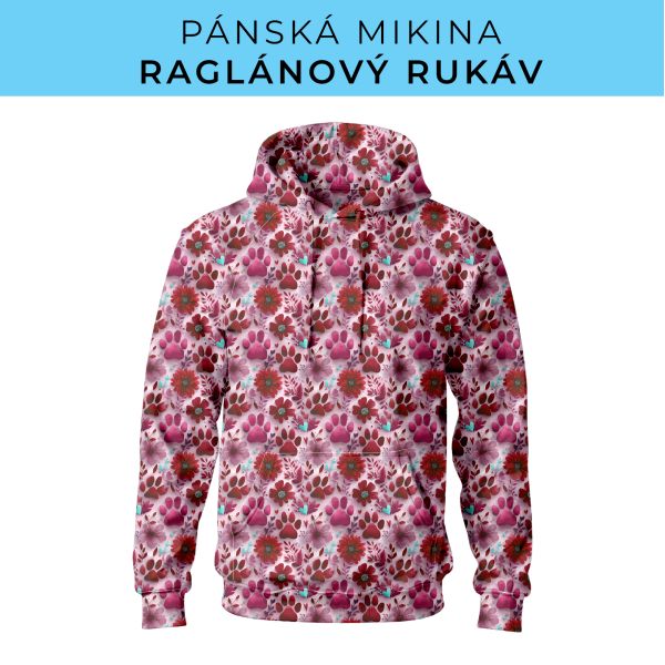 PÁNSKÝ střih - mikina raglan ZÁKLADNÍ s kapucí