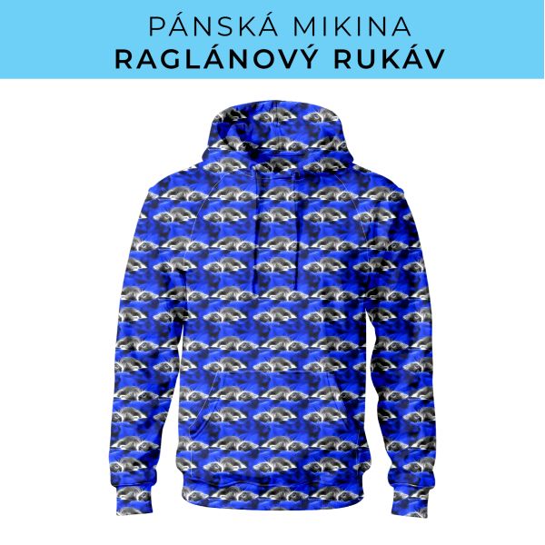 PÁNSKÝ střih - mikina raglan ZÁKLADNÍ s kapucí