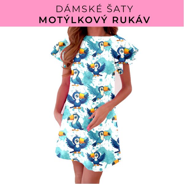 DÁMSKÝ střih - šaty s motýlkovým rukávem