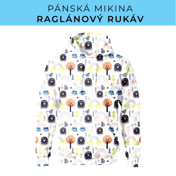 PÁNSKÝ střih - mikina raglan ZÁKLADNÍ s kapucí