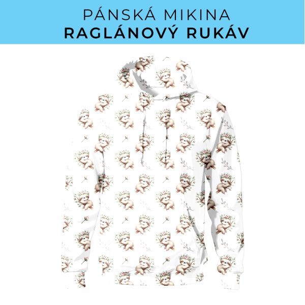 PÁNSKÝ střih - mikina raglan ZÁKLADNÍ s kapucí