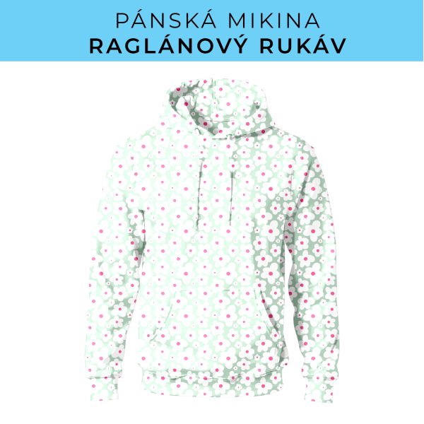 PÁNSKÝ střih - mikina raglan ZÁKLADNÍ s kapucí