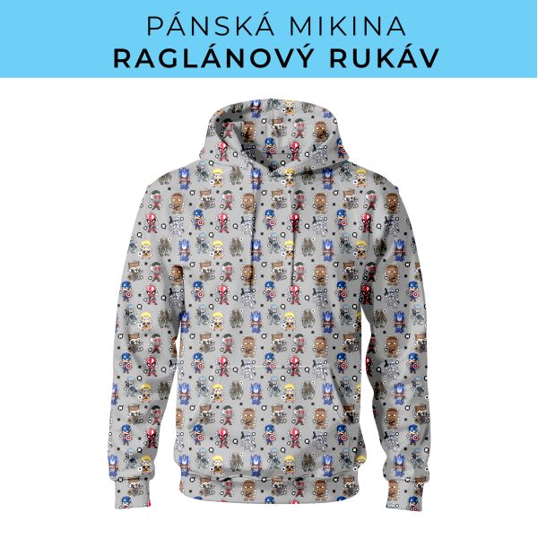 PÁNSKÝ střih - mikina raglan ZÁKLADNÍ s kapucí