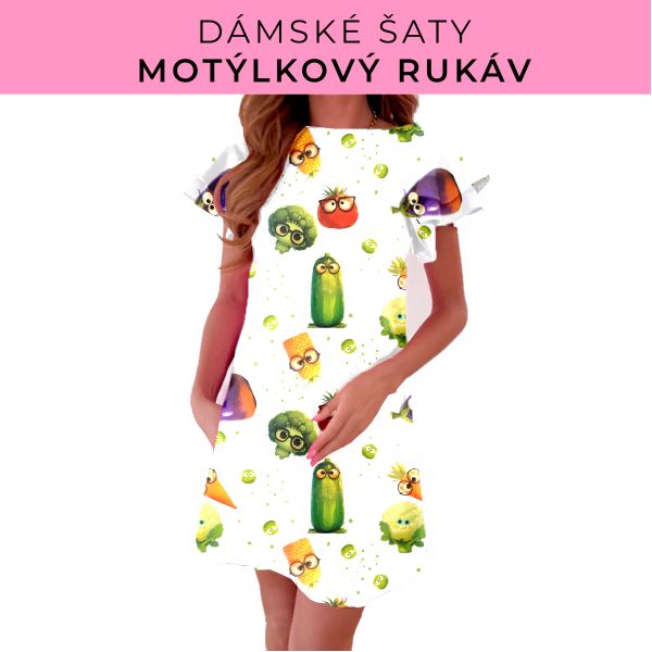 DÁMSKÝ střih - šaty s motýlkovým rukávem