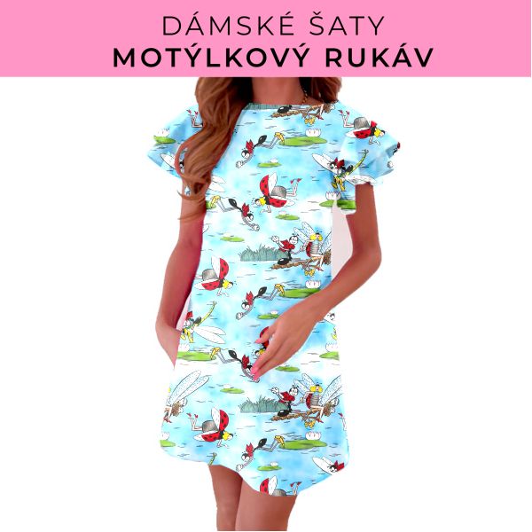 DÁMSKÝ střih - šaty s motýlkovým rukávem