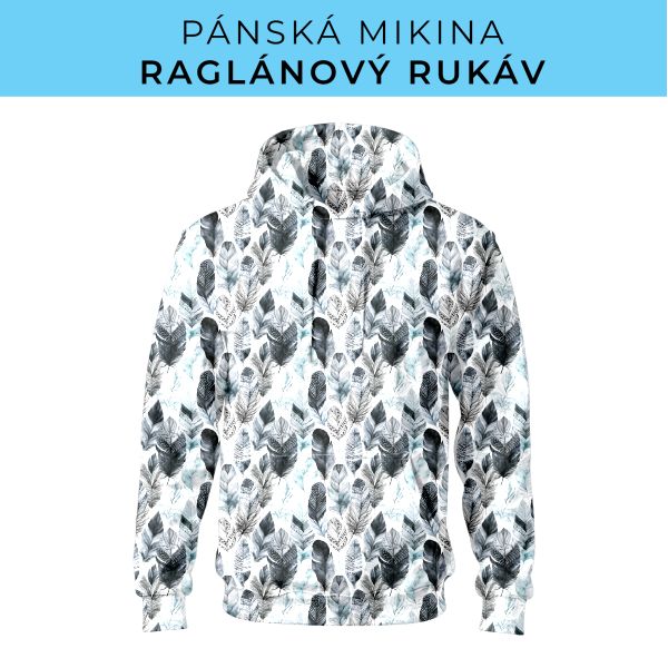 PÁNSKÝ střih - mikina raglan ZÁKLADNÍ s kapucí