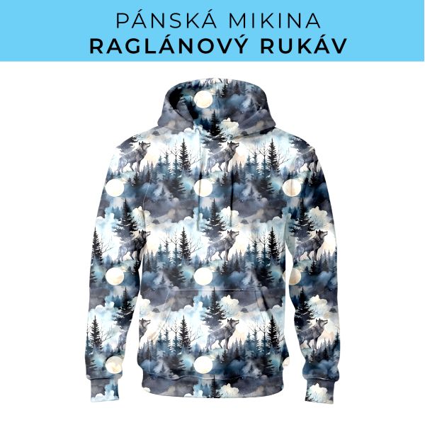 PÁNSKÝ střih - mikina raglan ZÁKLADNÍ s kapucí