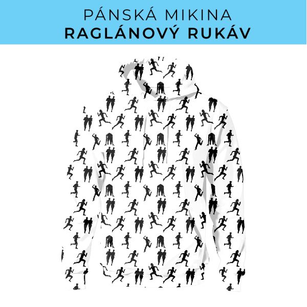 PÁNSKÝ střih - mikina raglan ZÁKLADNÍ s kapucí