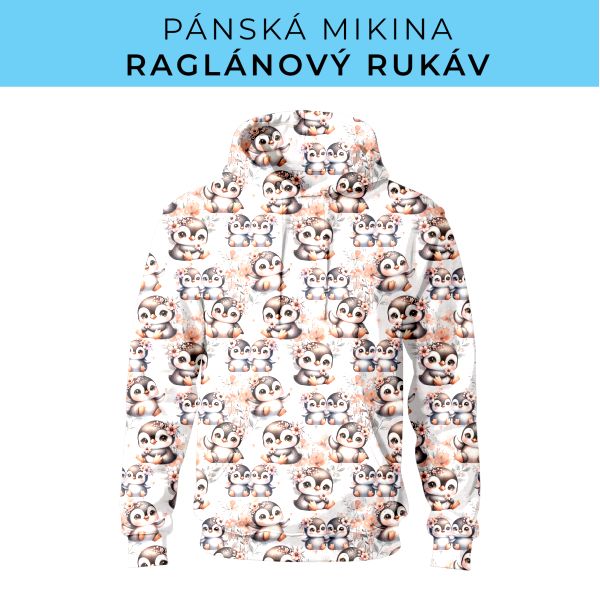 PÁNSKÝ střih - mikina raglan ZÁKLADNÍ s kapucí