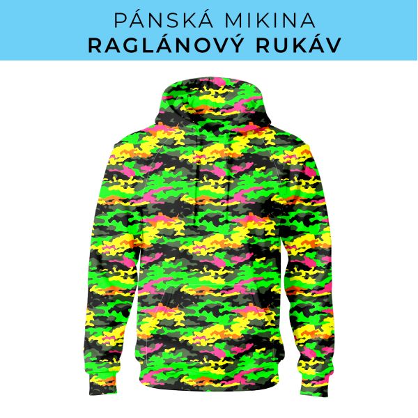 PÁNSKÝ střih - mikina raglan ZÁKLADNÍ s kapucí