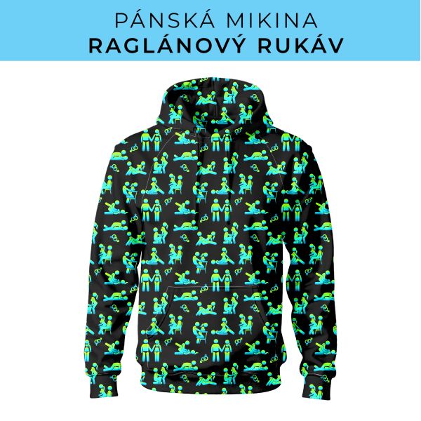 PÁNSKÝ střih - mikina raglan ZÁKLADNÍ s kapucí
