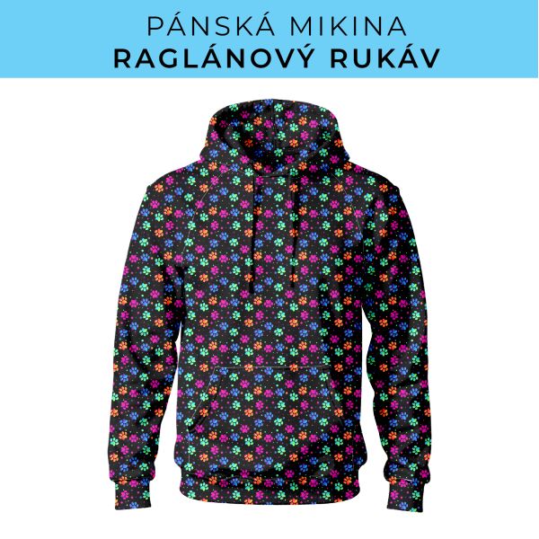 PÁNSKÝ střih - mikina raglan ZÁKLADNÍ s kapucí