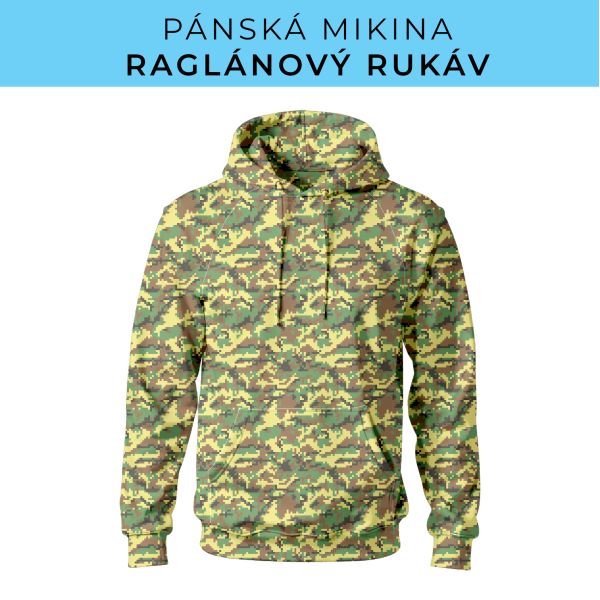 PÁNSKÝ střih - mikina raglan ZÁKLADNÍ s kapucí