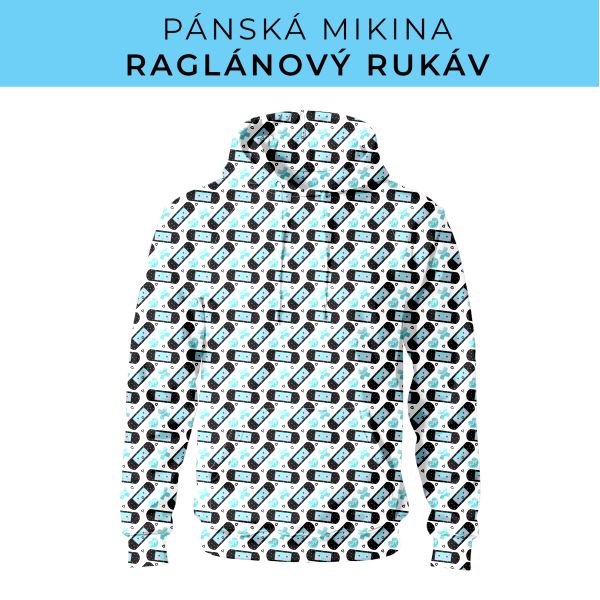 PÁNSKÝ střih - mikina raglan ZÁKLADNÍ s kapucí