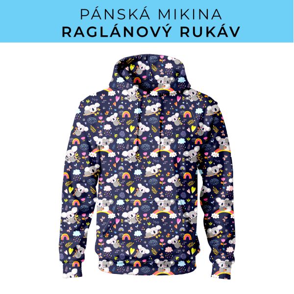 PÁNSKÝ střih - mikina raglan ZÁKLADNÍ s kapucí