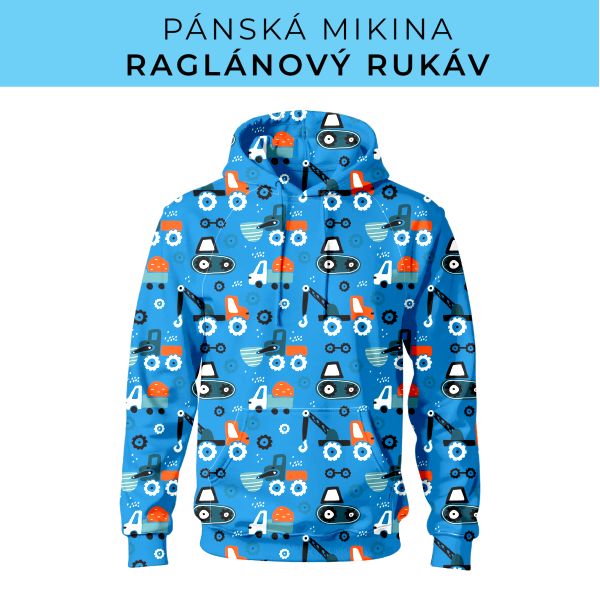 PÁNSKÝ střih - mikina raglan ZÁKLADNÍ s kapucí