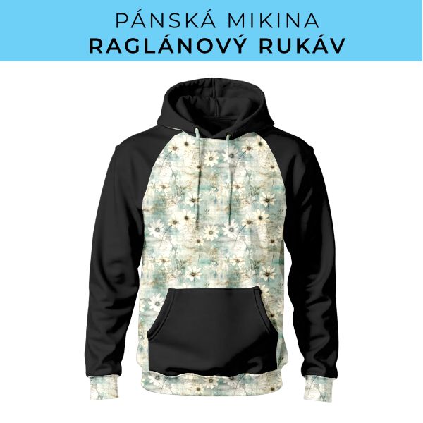PÁNSKÝ střih - mikina raglan ZÁKLADNÍ s kapucí