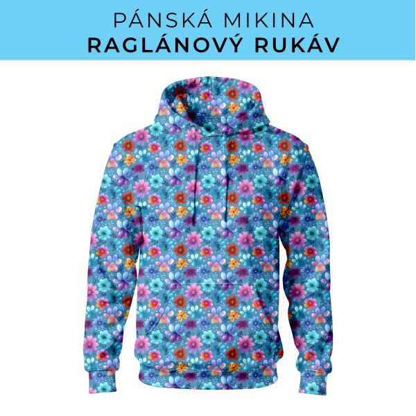 PÁNSKÝ střih - mikina raglan ZÁKLADNÍ s kapucí