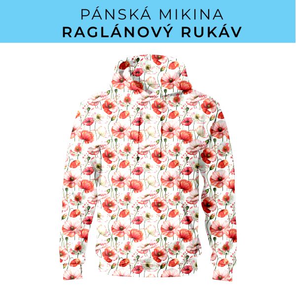 PÁNSKÝ střih - mikina raglan ZÁKLADNÍ s kapucí
