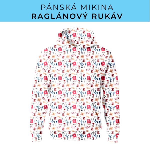 PÁNSKÝ střih - mikina raglan ZÁKLADNÍ s kapucí
