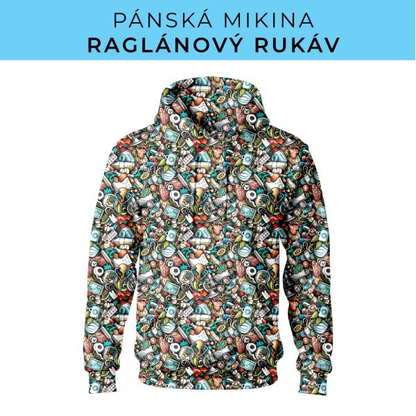 PÁNSKÝ střih - mikina raglan ZÁKLADNÍ s kapucí