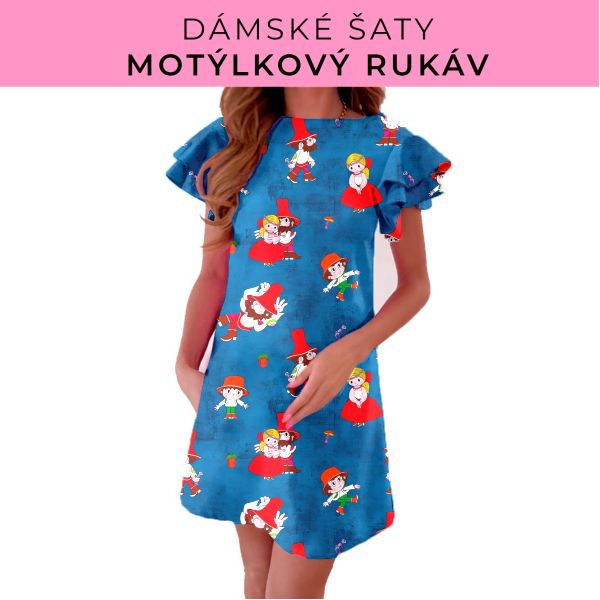 DÁMSKÝ střih - šaty s motýlkovým rukávem
