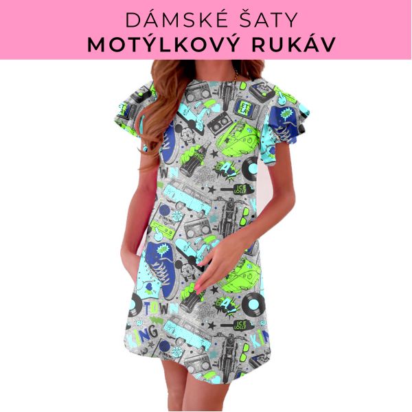 DÁMSKÝ střih - šaty s motýlkovým rukávem