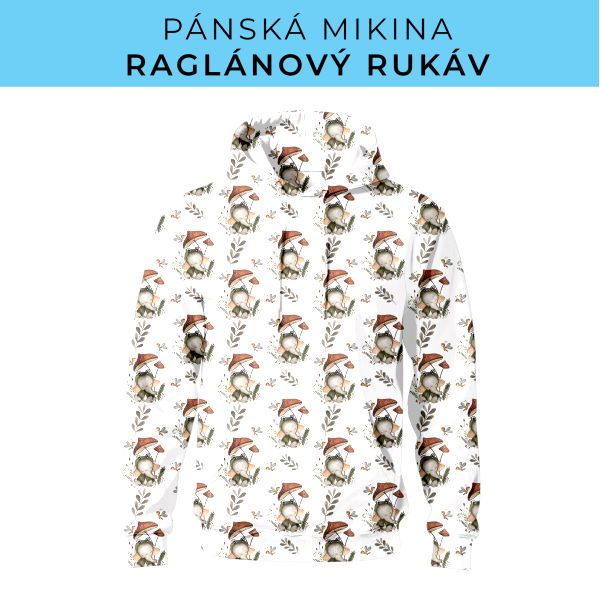 PÁNSKÝ střih - mikina raglan ZÁKLADNÍ s kapucí