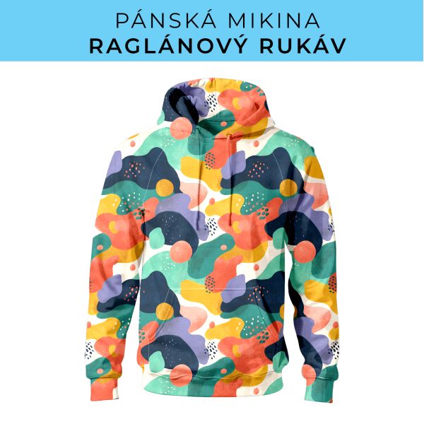 PÁNSKÝ střih - mikina raglan ZÁKLADNÍ s kapucí