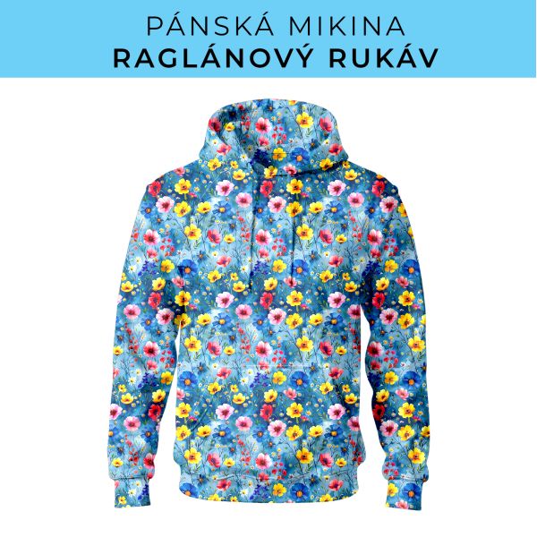 PÁNSKÝ střih - mikina raglan ZÁKLADNÍ s kapucí