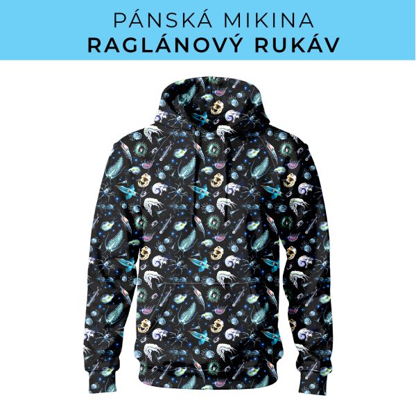 PÁNSKÝ střih - mikina raglan ZÁKLADNÍ s kapucí