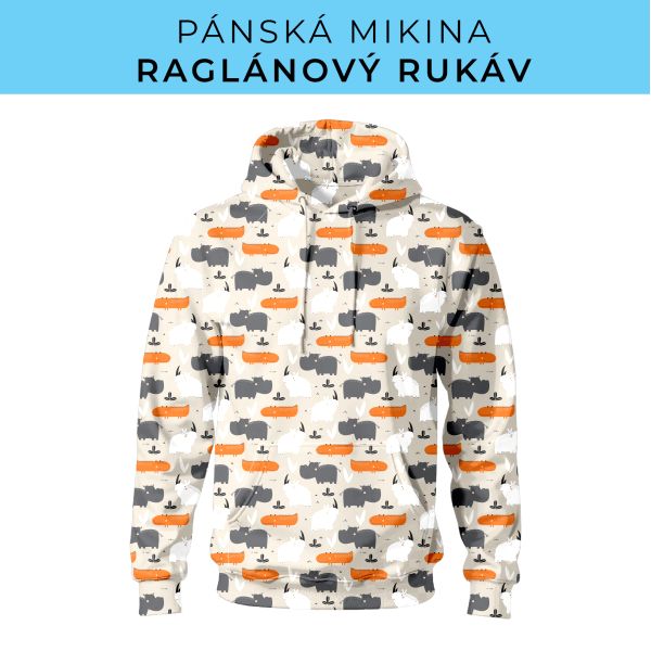 PÁNSKÝ střih - mikina raglan ZÁKLADNÍ s kapucí