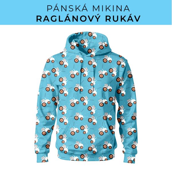 PÁNSKÝ střih - mikina raglan ZÁKLADNÍ s kapucí