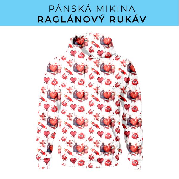 PÁNSKÝ střih - mikina raglan ZÁKLADNÍ s kapucí