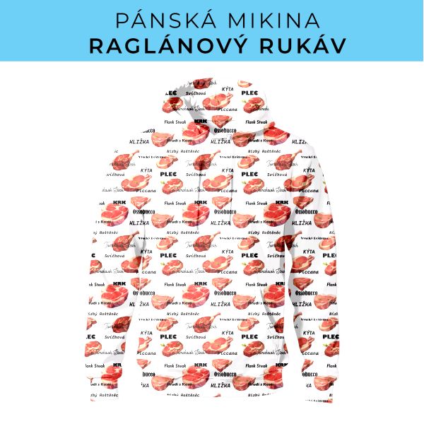 PÁNSKÝ střih - mikina raglan ZÁKLADNÍ s kapucí