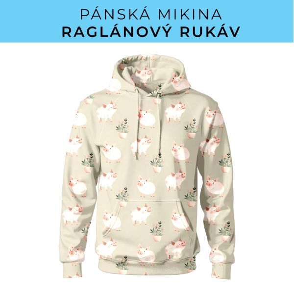 PÁNSKÝ střih - mikina raglan ZÁKLADNÍ s kapucí