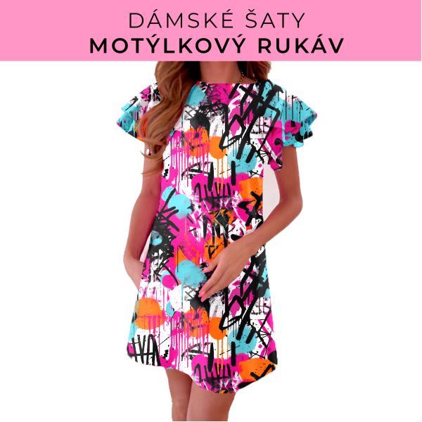 DÁMSKÝ střih - šaty s motýlkovým rukávem