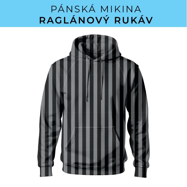 PÁNSKÝ střih - mikina raglan ZÁKLADNÍ s kapucí
