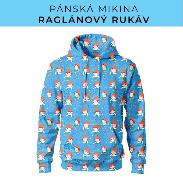 PÁNSKÝ střih - mikina raglan ZÁKLADNÍ s kapucí