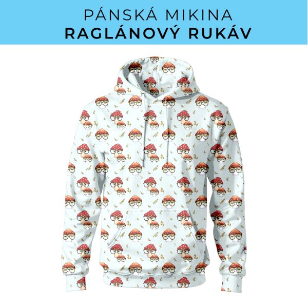 PÁNSKÝ střih - mikina raglan ZÁKLADNÍ s kapucí