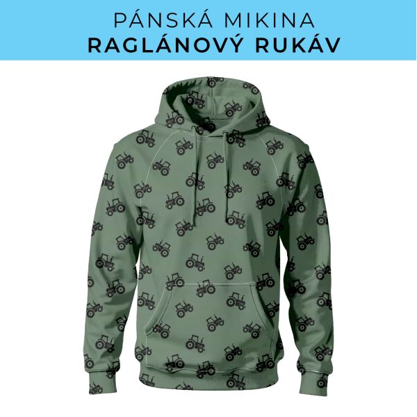 PÁNSKÝ střih - mikina raglan ZÁKLADNÍ s kapucí