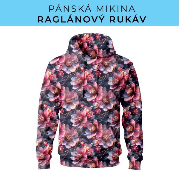 PÁNSKÝ střih - mikina raglan ZÁKLADNÍ s kapucí