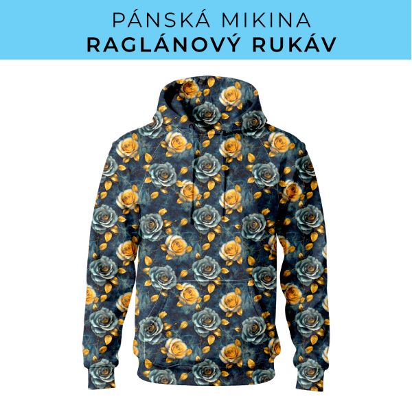 PÁNSKÝ střih - mikina raglan ZÁKLADNÍ s kapucí