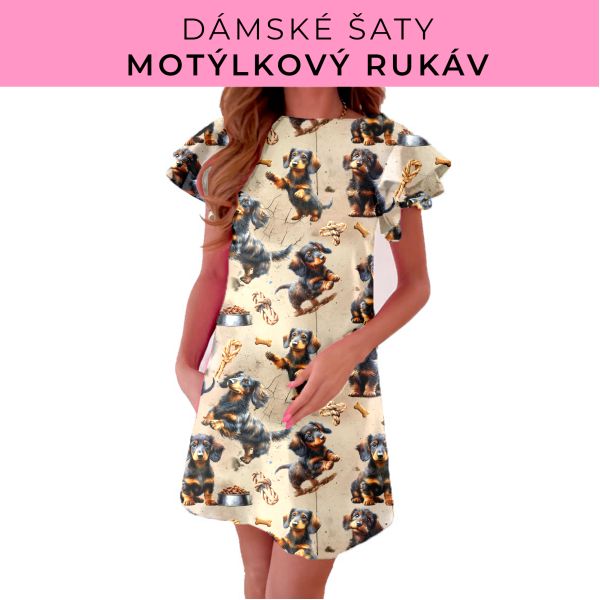 DÁMSKÝ střih - šaty s motýlkovým rukávem