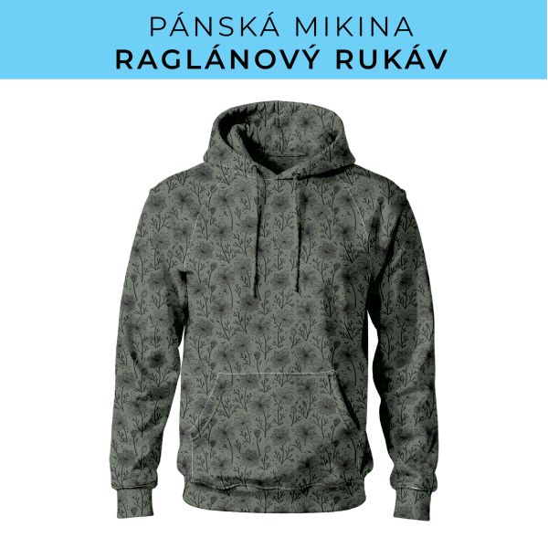 PÁNSKÝ střih - mikina raglan ZÁKLADNÍ s kapucí