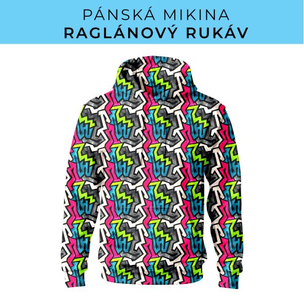 PÁNSKÝ střih - mikina raglan ZÁKLADNÍ s kapucí
