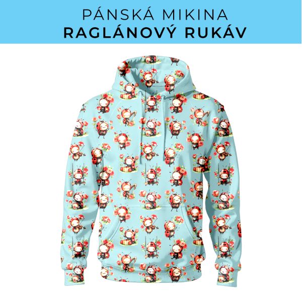 PÁNSKÝ střih - mikina raglan ZÁKLADNÍ s kapucí