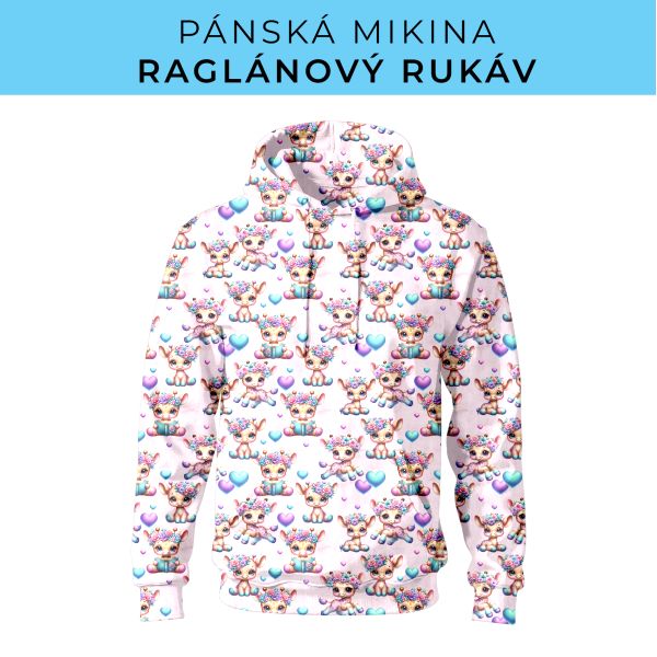 PÁNSKÝ střih - mikina raglan ZÁKLADNÍ s kapucí