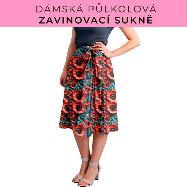 Dámská půlkolová zavinovací sukně
