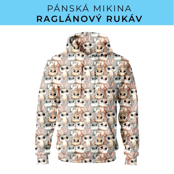 PÁNSKÝ střih - mikina raglan ZÁKLADNÍ s kapucí